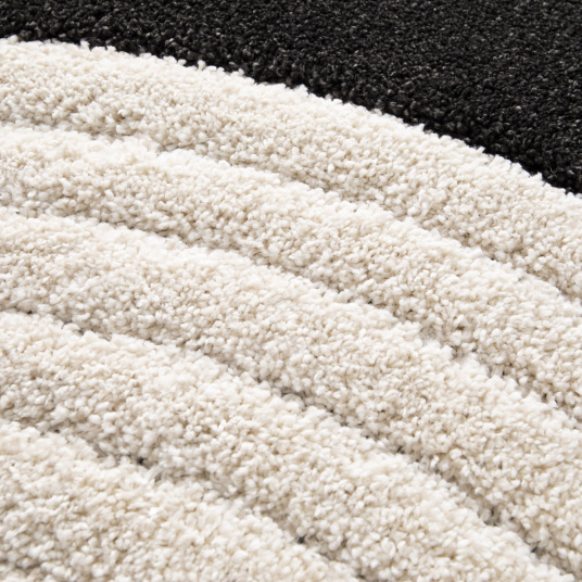 Tapis de salon en relief Modern Circle noir et crème - gros plan