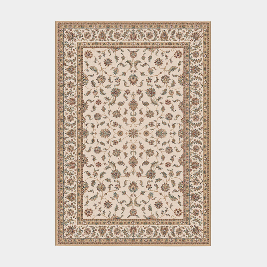 Tapis style persan en velours ras - Kiana - Beige antique