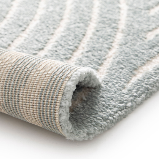 Finition du tapis Circle - Courbe gris bleuté et crème avec bord retourné visible