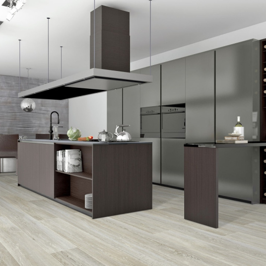 Sol Vinyle Interior - Imitation parquet chêne scandinave blanchi - cuisine