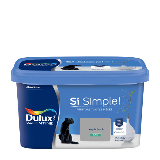 Dulux Valentine Si Simple! - Peinture toutes pièces - Satin Le Gris Foncé - étiquette