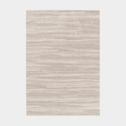 Tapis de salon doux à motif organique Nube beige et crème