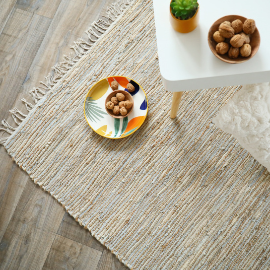 Tapis en matière recyclée - Japandi - Couleurs nudes - Vue de haut