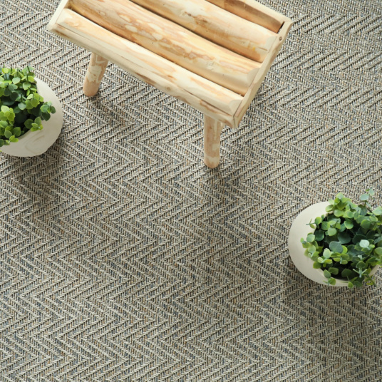 Moquette Tissé plat - Java Chevron Gris grège - Vue de haut