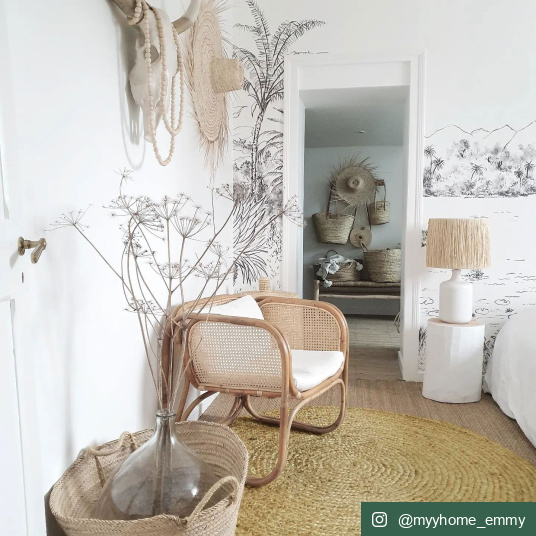 Tapis naturel rond Boho en Jute - Chambre