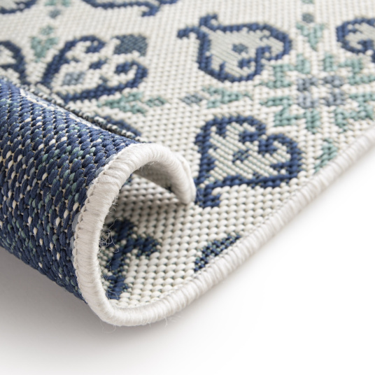 Tapis d'extérieur et intérieur - Louisette - Bleu et vert - envers