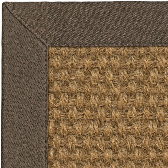 Tapis Coco Delhi panama avec ganse polypropylène Chocolat, finition soignée sur fibres naturelles de coco