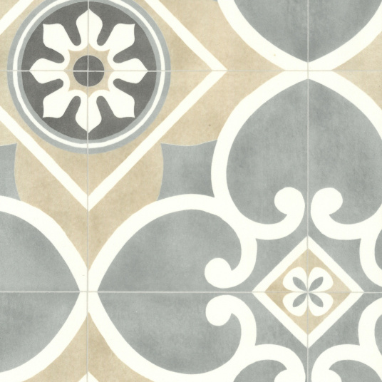 Sol Vinyle Style Carreaux de ciment Florence - Beige - sans perspective