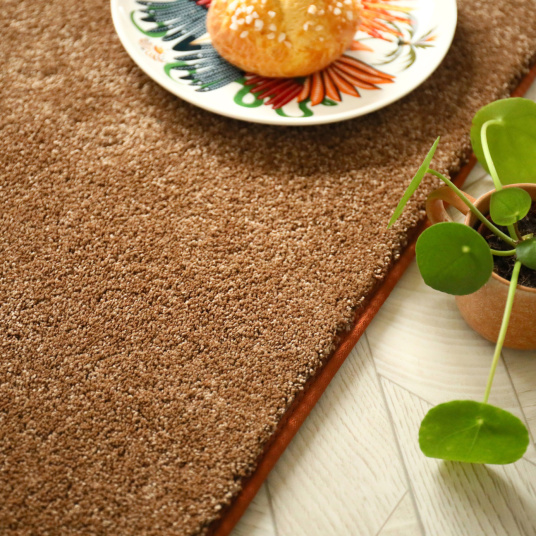 Gros plan sur le Tapis de salon ou chambre Chromaluxe Noisette - Très facile à entretenir