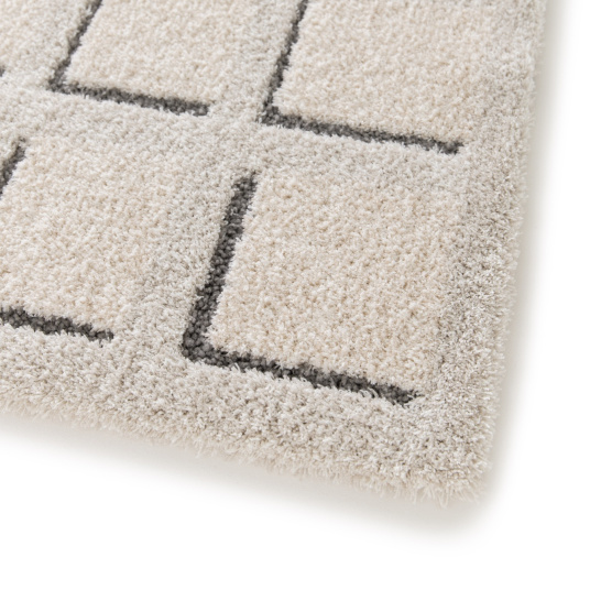 Tapis de salon graphique en relief - Case - Beige crème - coin