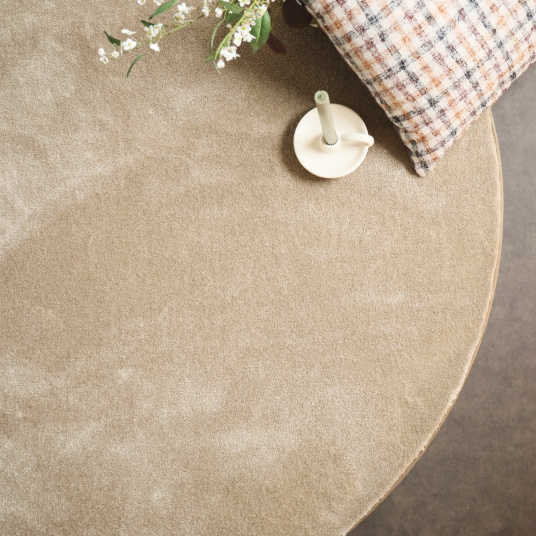 Tapis rond Hypnose beige nude Galon tabac - vue de haut
