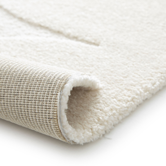 Tapis d’intérieur en relief Flower Power crème avec dessous tissé et motif floral en relief doux