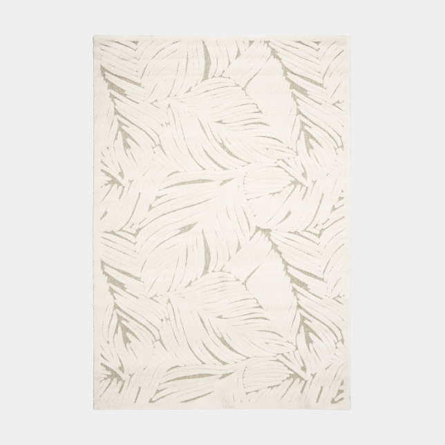 Tapis de salon en matière recyclée Ode à la nature beige et crème