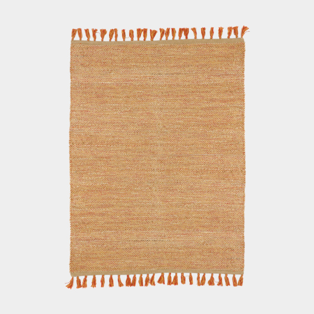 Tapis naturel en jute et coton - Néo-ethnique rouge