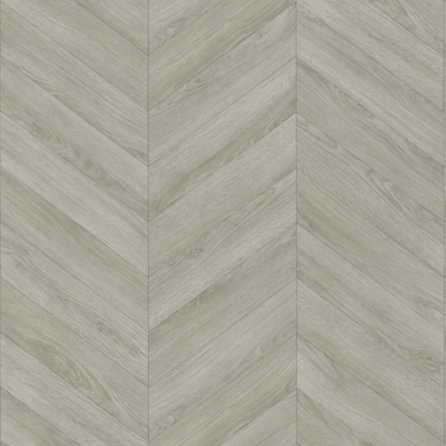 Zoom sur la texture parquet chevron du tapis sur mesure vinyle - Chêne gris
