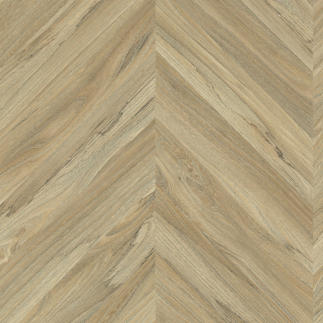 Gros plan sur le motif chevron bois du sol PVC classé U3P3 - IPERFORM 370 - Olympus T33