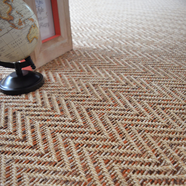 Tapis sur mesure Tissé plat Java Chevron nature