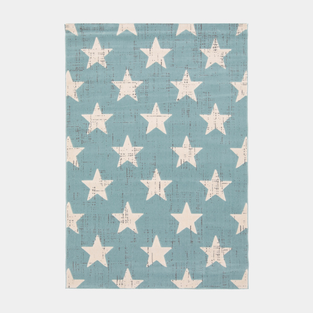 Tapis chambre d'enfant - Star Vintage - Bleu pastel