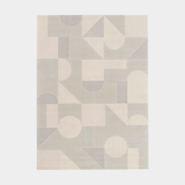 Tapis intérieur géométrique - Bahaus - Gris et beige naturel