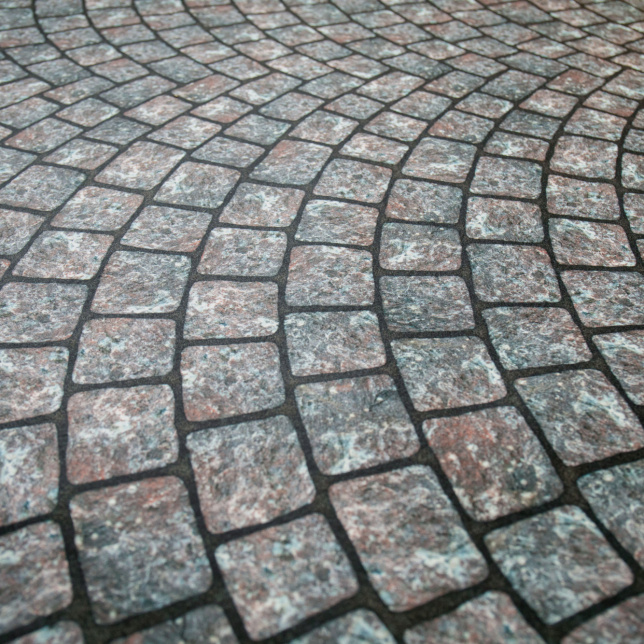 Moquette Stand imprimée Pavés à la Parisienne avec motif pavé gris en arcs élégants