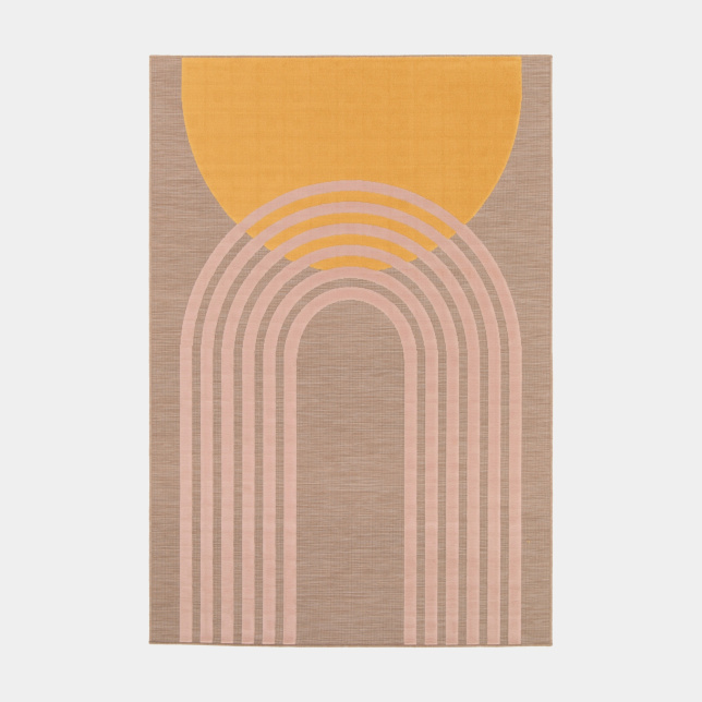 Tapis intérieur et extérieur en relief Luna beige, jaune, rose