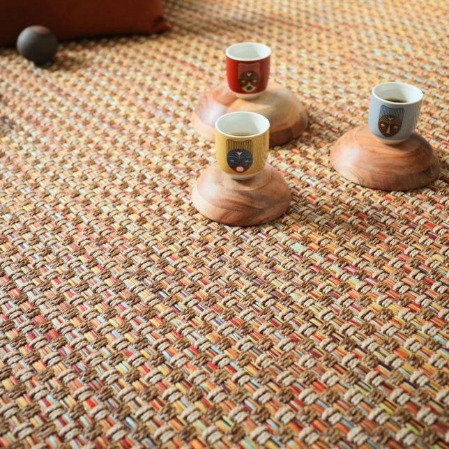 Tissé plat Népal natté multicolor rouge - salon