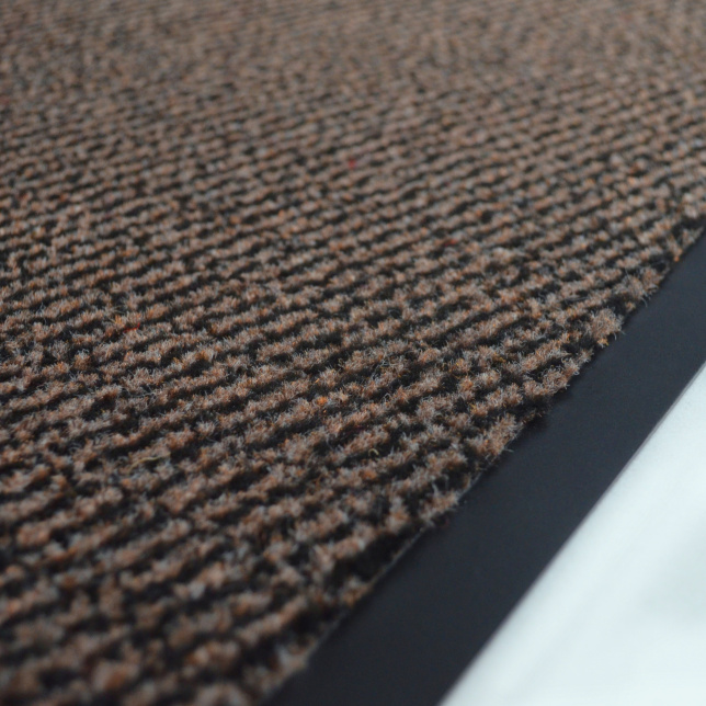 Tapis paillasson d’entrée marron aspect tigré bicolore noir et marron, fibres tuftées absorbantes