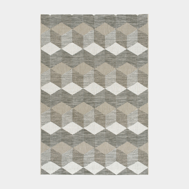 Tapis graphique Essenza Marron - Cubes 3D