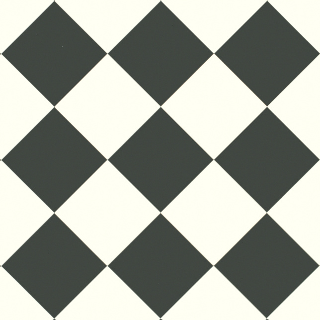 Sol vinyle Happy Days carrelage damier diagonal noir et blanc