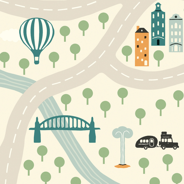 Tapis sur mesure Vinyle pour les enfants - Circuit de voiture clair