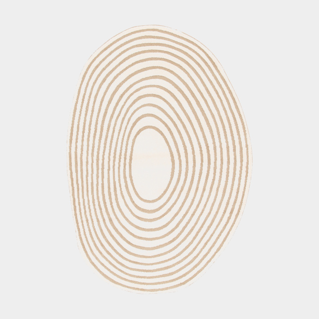 Tapis ovale organique en relief Circle Cercle crème et beige, au design  moderne avec ses teintes douces