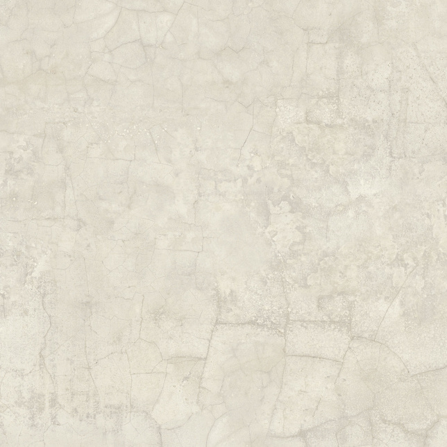 Tapis sur mesure vinyle aspect béton vieilli blanc minéral, finition mate réaliste