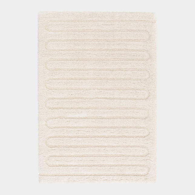 Tapis en velours doux Zig-Zag crème motif graphique en relief