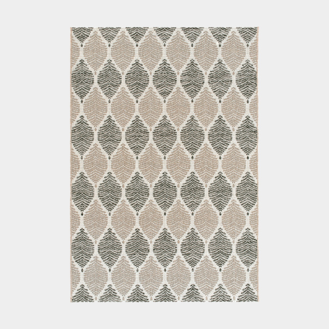 Tapis décoratif Essenza gris et beige, inspiration nature urbaine intérieure et extérieure