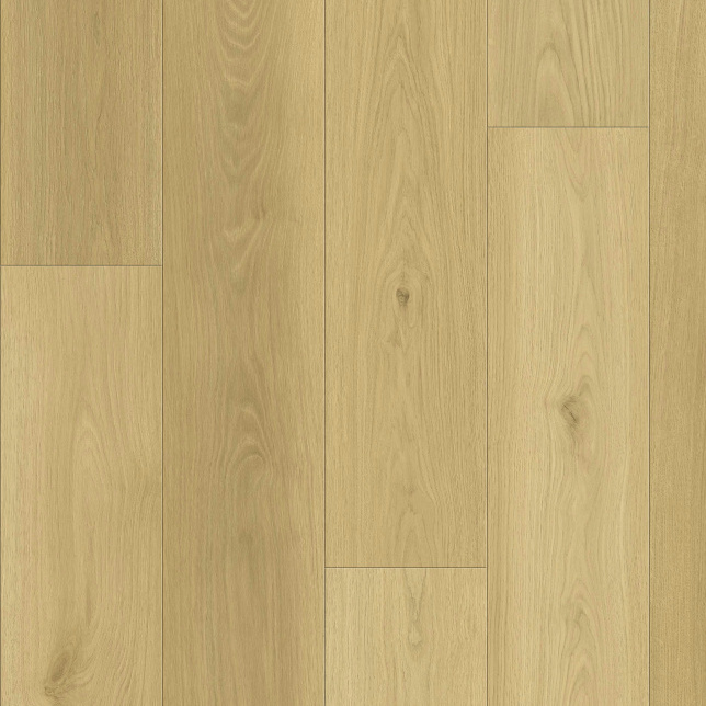 Parquet vinyle rigide Ultime - Lames XXL Forest à clipser en vue à plat, décor bois clair