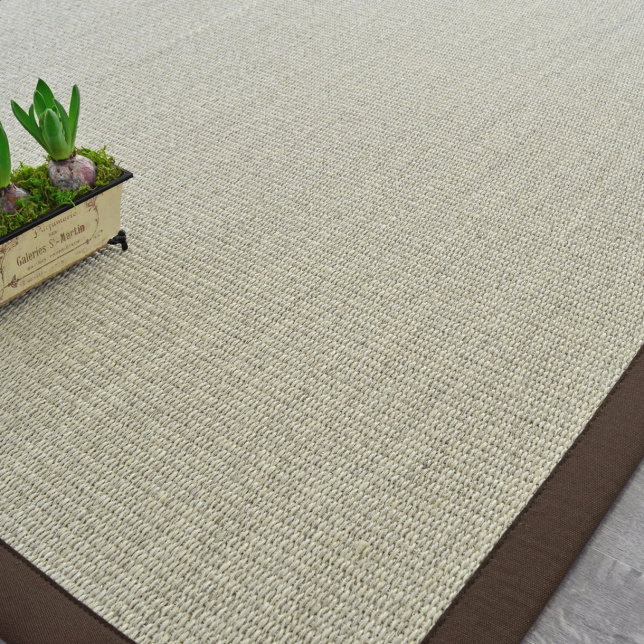 Tapis Sisal Quintana blanchi ganse polypropylène chocolat