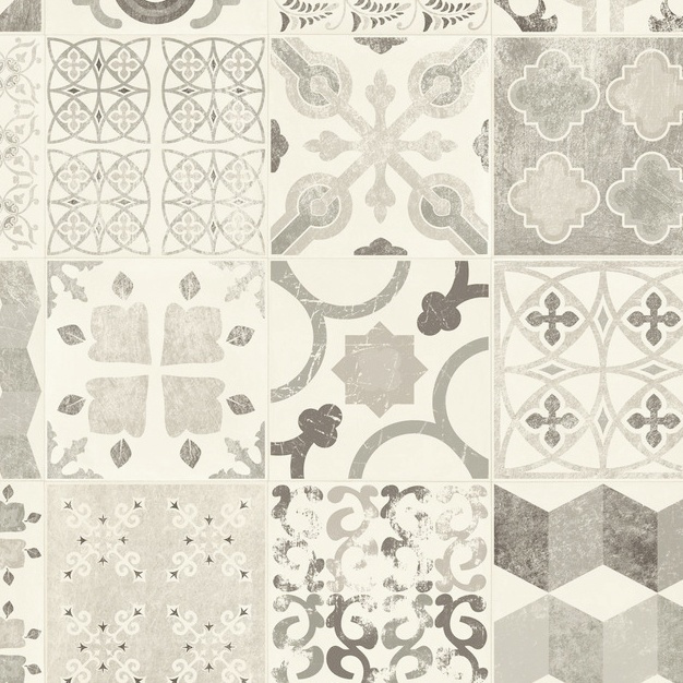 Décor du sol lino carreaux de ciment noir et blanc en impression haute définition