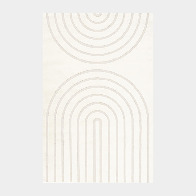 Tapis de salon Néo Circle courbe écru et crème