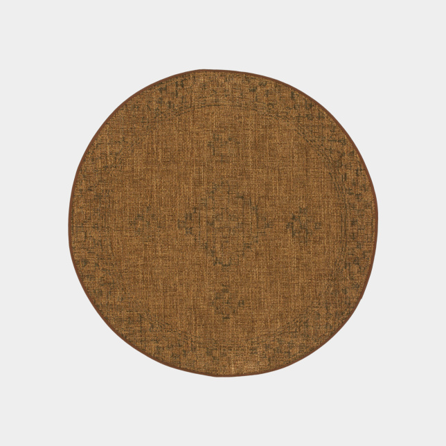 Tapis rond d'intérieur ou d'extérieur aspect naturel - Kira - Camel