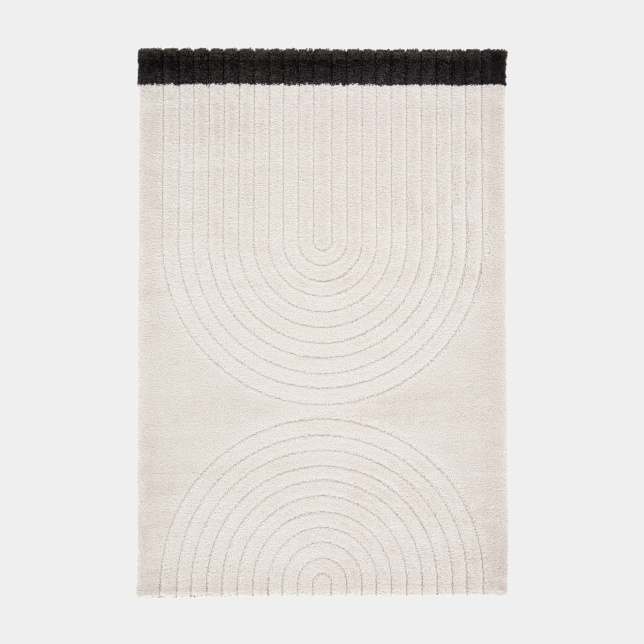 Tapis de salon en relief - Modern Circle - Crème