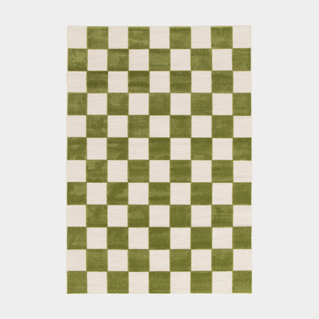Tapis intérieur et extérieur motif damier - Marius - Vert pistache