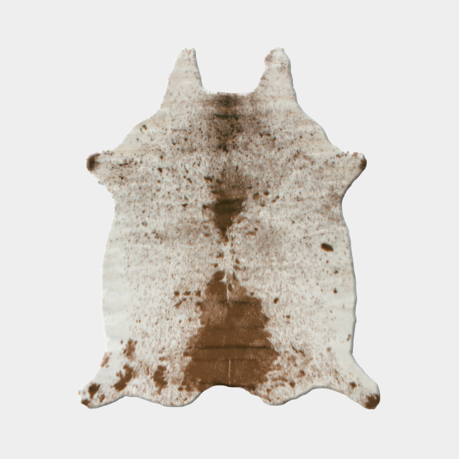 Tapis peau de bête - Imitation vache tachetée claire - Marron et blanc