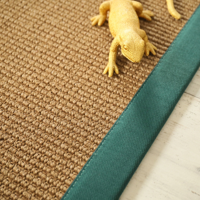 Tapis Sisal grosses boucles Cuba havane ganse vert émeraude - gros plan