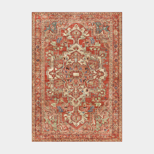 Tapis doux à motif oriental - Jalil - Rouge