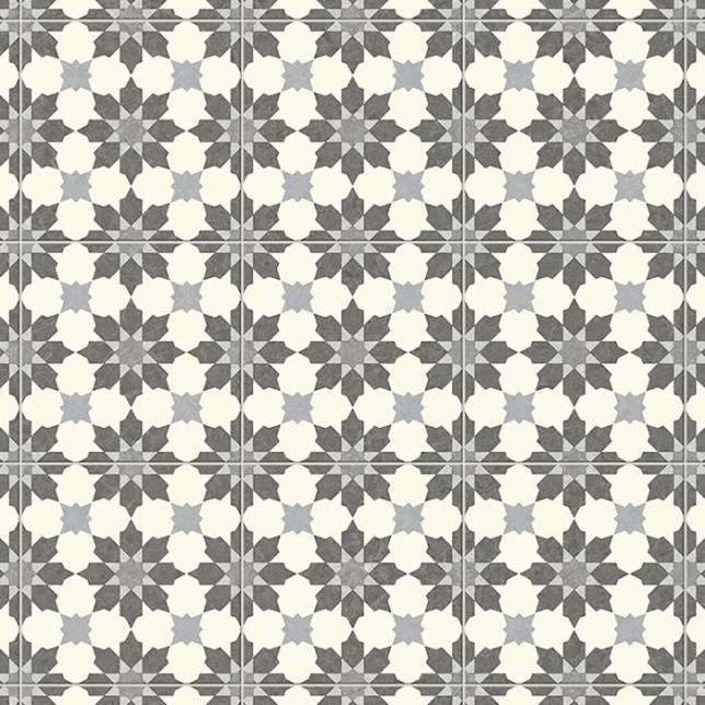 Sol Vinyle Link Plus - Carreaux de ciment motif gris - Surface brillante