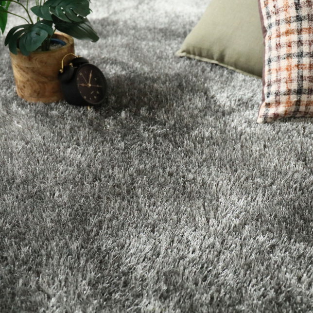 Tapis sur mesure Éclat FusionBac - Shaggy gris foncé