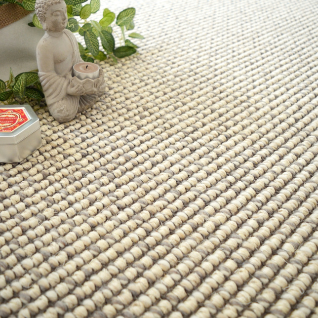 Tapis sur mesure Laine et sisal Caloundra grosses boucles crème