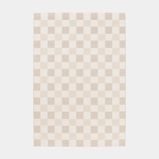 Tapis motif damier en matière recyclée - Andy - Beige