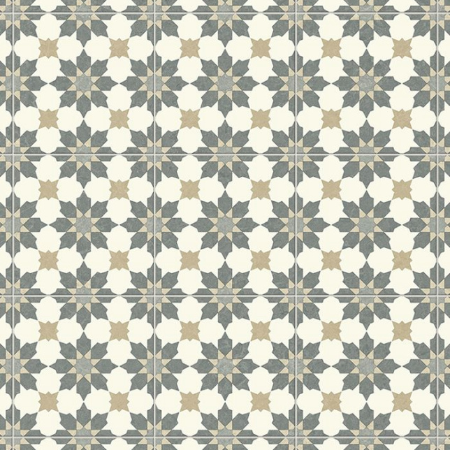 Sol Vinyle Link Plus - Carreaux de ciment motif beige - Surface brillante