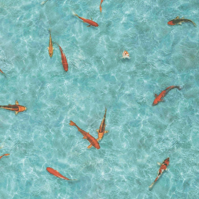 Tapis sur mesure Vinyle Textile - Relief 3D - Imprimé poisson Koï japonais